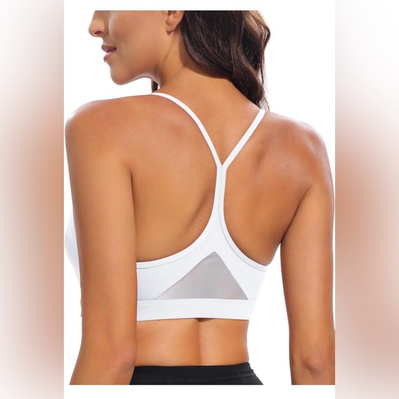 Running Girl Y Back Sports Bra Size Small White (2) Women's White Sports Bra NWT - Picture 2 of 7